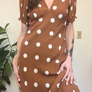 Brown Polka Dot Maxi Dress